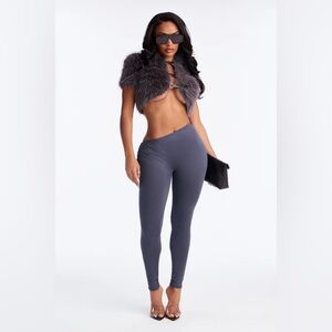Don’t Peek Ruched Asymmetrical Low-Rise Sculpting Leggings - Grey